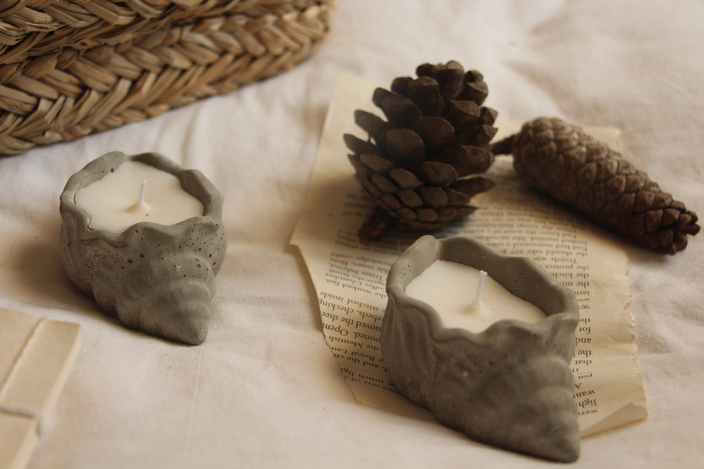 נר צדף אפור - דגם אריאל