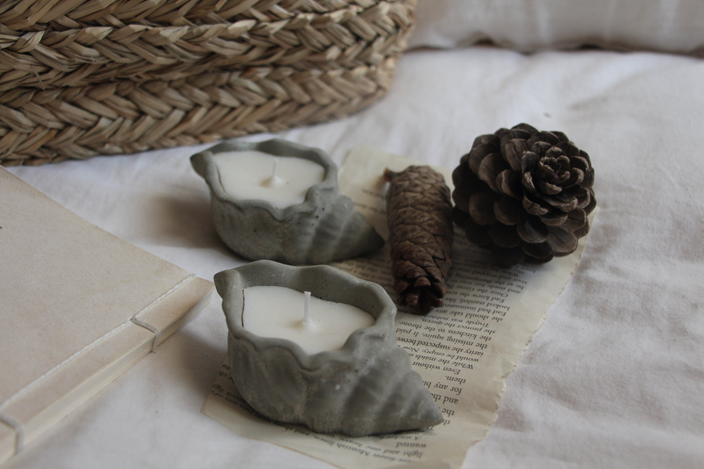 נר צדף אפור - דגם אריאל